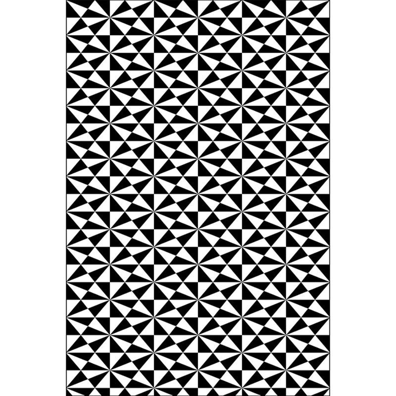 Black and White Bedroom Rug Modern Geometric Triangle Pattern Area Rug Polyester Non-Slip Back Washable Rug