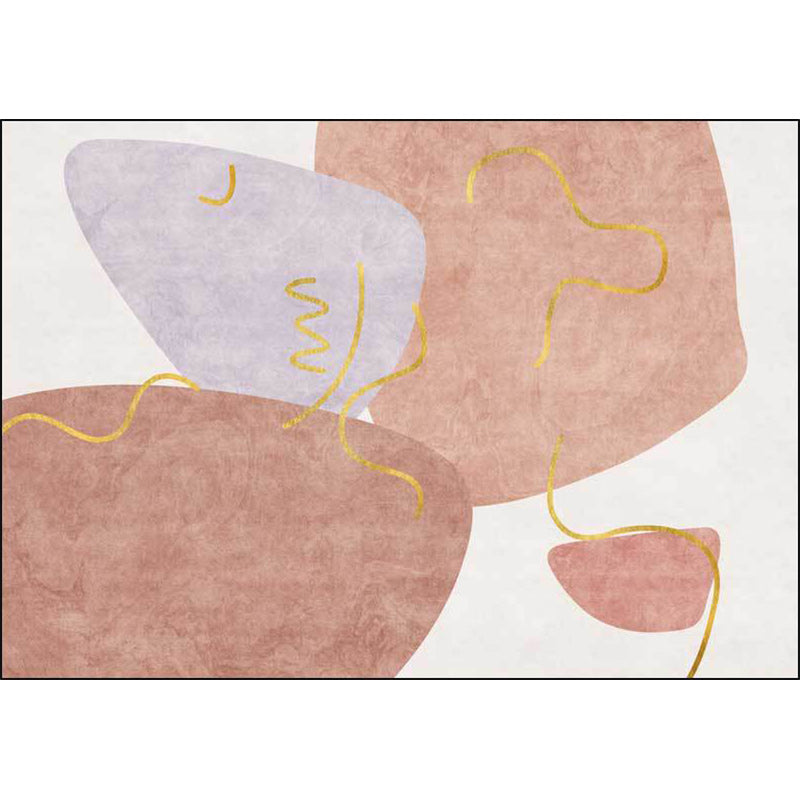 Scandinavian Novelty Carpet in White and Pink Irregular Shape Pattern Carpet Polyester Non-slip Area Rug for Home Decoration