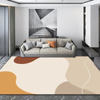 Ivory Bedroom Carpet Novelty Color Block Irregular Shapes Pattern Rug Polyester Non-Slip Back Washable Rug