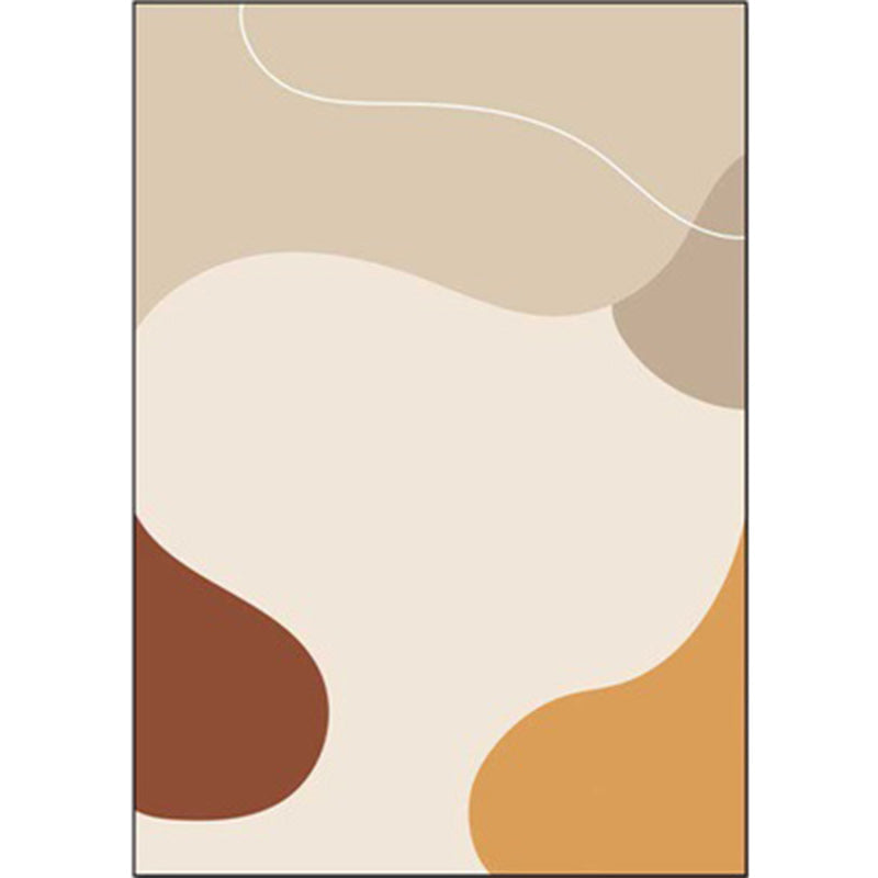 Ivory Bedroom Carpet Novelty Color Block Irregular Shapes Pattern Rug Polyester Non-Slip Back Washable Rug
