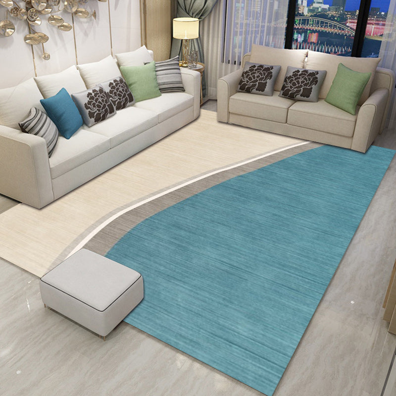 Colorful Round Bedroom Carpet Novelty Color Block Pattern Area Rug Polyester Washable Anti-Slip Carpet