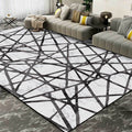 Gray Bedroom Carpet New Geometric Line Pattern Area Rug Polyester Non-Slip Washable Rug
