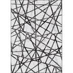 Gray Bedroom Carpet New Geometric Line Pattern Area Rug Polyester Non-Slip Washable Rug