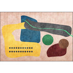 Funky Abstract Colorblock Rug Pink Multicolor Nordic Rug Polyester Machine Washable Non-Slip Rug for Bedroom