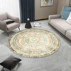 Yellow Rustic Carpet Polyester Concentric Circles Pattern Carpet Washable Non-Slip Background Area Rug for Living Room