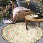 Yellow Rustic Carpet Polyester Concentric Circles Pattern Carpet Washable Non-Slip Background Area Rug for Living Room