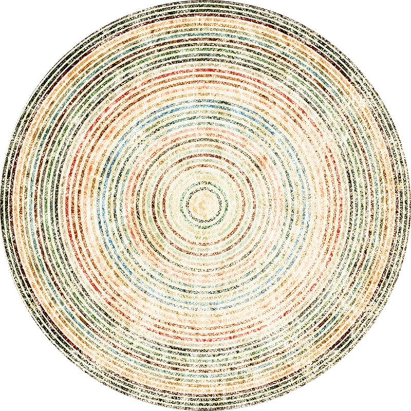 Yellow Rustic Carpet Polyester Concentric Circles Pattern Carpet Washable Non-Slip Background Area Rug for Living Room