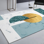 White Bedroom Carpet Modern Color Block Geometry Marble Pattern Carpet Polyester Home Friendly Non-Slip Carpet
