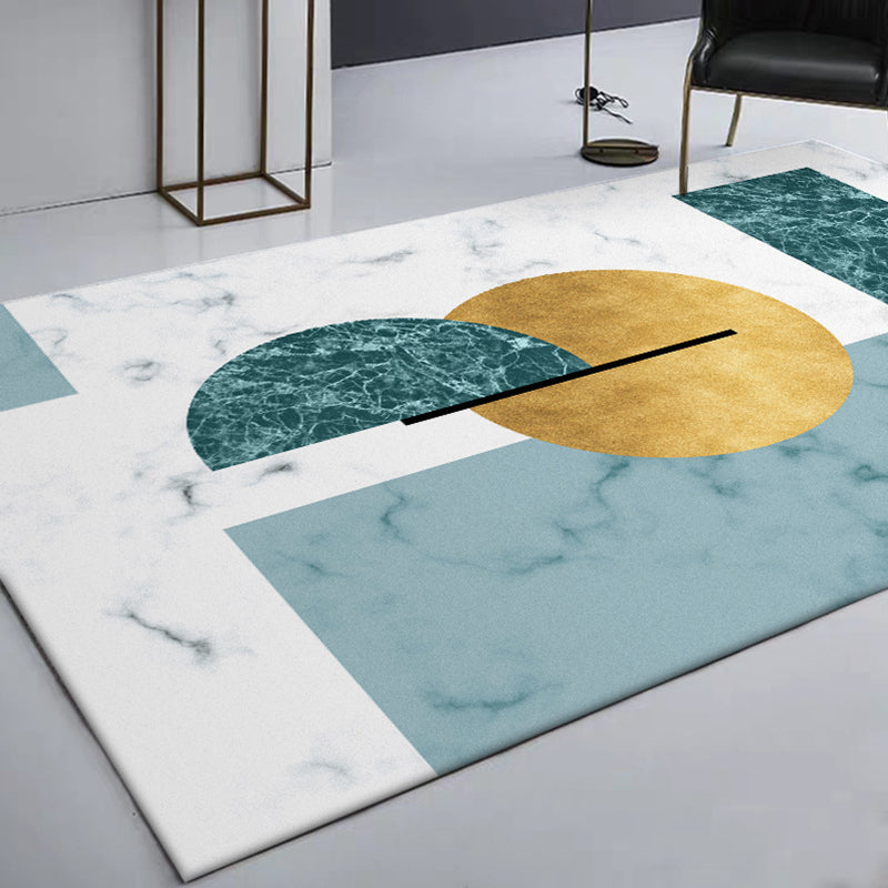 White Bedroom Carpet Modern Color Block Geometry Marble Pattern Carpet Polyester Home Friendly Non-Slip Carpet