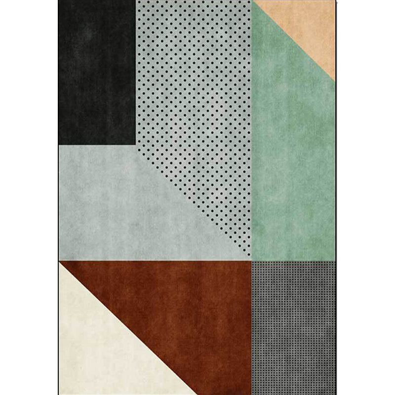 Modern Living Room Rug Multicolored Color Cut Irregular Shape Dots Print Rug Polyester Non-Slip Back Rug