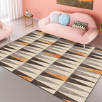 Ivory Bedroom Rug Modern Geometric Triangle Pattern Rug Polyester Stain Resistant Washable Rug