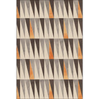 Ivory Bedroom Rug Modern Geometric Triangle Pattern Rug Polyester Stain Resistant Washable Rug