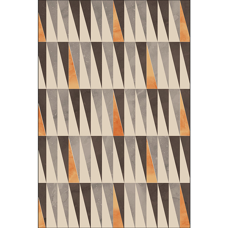 Ivory Bedroom Rug Modern Geometric Triangle Pattern Rug Polyester Stain Resistant Washable Rug