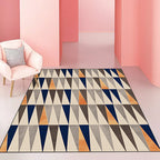 Ivory Bedroom Rug Modern Geometric Triangle Pattern Rug Polyester Stain Resistant Washable Rug