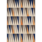 Ivory Bedroom Rug Modern Geometric Triangle Pattern Rug Polyester Stain Resistant Washable Rug