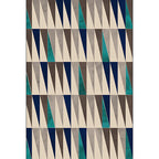 Ivory Bedroom Rug Modern Geometric Triangle Pattern Rug Polyester Stain Resistant Washable Rug