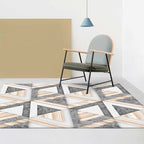Modern Living Room Rug Multicolored Geometric Marble Print Rug Polyester Non-Slip Back Rug