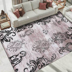 Black and pink retro carpet Polyester paisley pattern carpet machine washable non-slip backing carpet for the living room