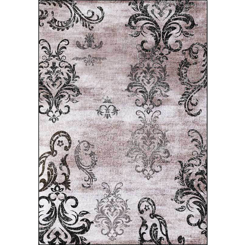 Black and pink retro carpet Polyester paisley pattern carpet machine washable non-slip backing carpet for the living room