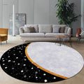 White and Black Nordic Carpet Polyester Colorblock Star Print Carpet Machine Washable Non-Slip Background Rug for Living Room