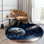Modern living room carpet in blue space galaxy Earth print carpet polyester non-slip back carpet