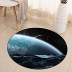 Minimalist modern rug in blue and black with a pattern of planets in space Rug polyester non-slip rug for home decor