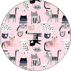 Pink Children's Room Carpet Children Animal Cat Pattern Rug Polyester Non-Slip Washable Carpet