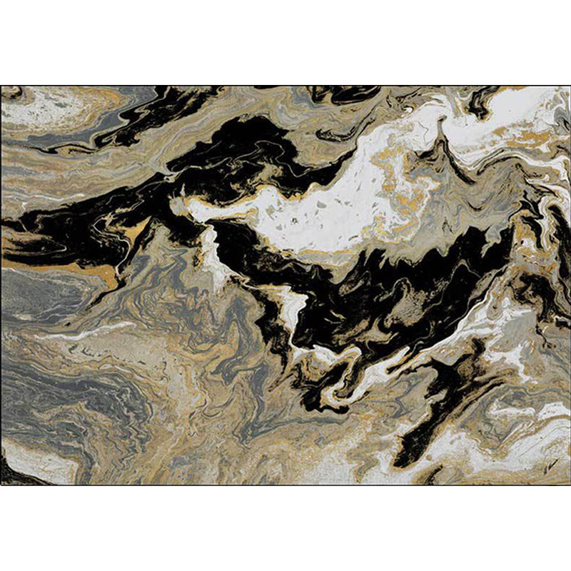 New Abstract Carpet Black and Gold Polyester Carpet Machine Washable Non-Slip Carpet for Bedroom