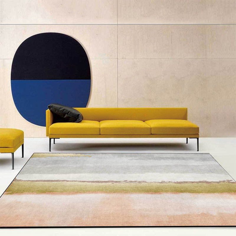 Modern Abstract Rug Gray and Pink Polyester Rug Machine Washable Non-Slip Rug for the Bedroom