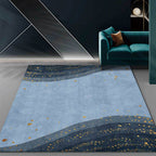 Blue contemporary rug polyester abstract rug washable non-slip backing rug for the living room