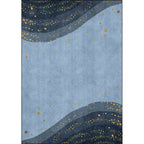 Blue contemporary rug polyester abstract rug washable non-slip backing rug for the living room