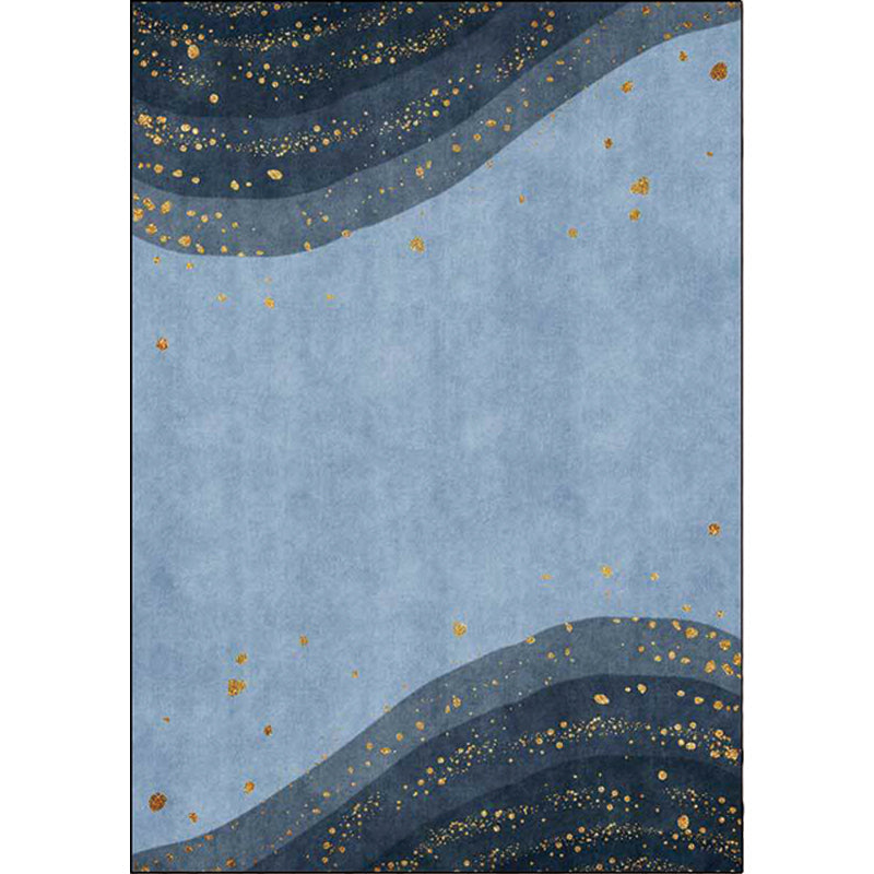 Blue contemporary rug polyester abstract rug washable non-slip backing rug for the living room