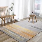 Nordic striped rug gray and yellow polyester rug machine washable non-slip rug for bedroom