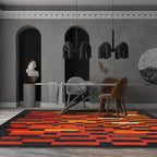 Black and red modern rug polyester brushstroke pattern rug washable non-slip back rug for the living room