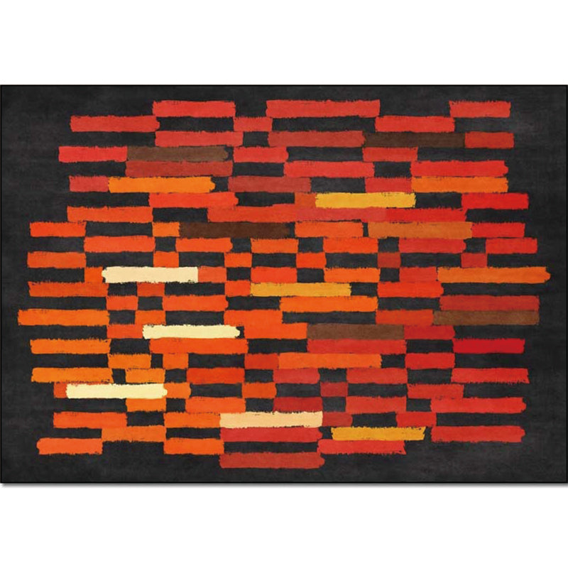 Black and red modern rug polyester brushstroke pattern rug washable non-slip back rug for the living room