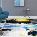Contemporary brush stroke pattern rug black multicolored polyester rug machine washable non-slip rug for the bedroom