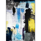 Contemporary brush stroke pattern rug black multicolored polyester rug machine washable non-slip rug for the bedroom