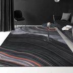 Black and gray modern carpet made of polyester with swirl stripe pattern washable non-slip backing carpet for the living room