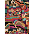 Funky Abstract Rug Multicolored Simple Rug Polyester Washable Non-Slip Bottom Rug for the Living Room