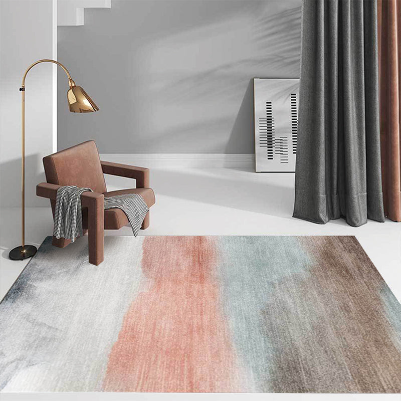 Casual abstract rug Green Pink and Gray Polyester rug Machine washable Non-slip rug for the bedroom