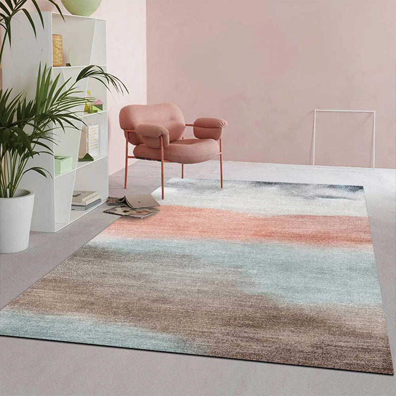 Casual abstract rug Green Pink and Gray Polyester rug Machine washable Non-slip rug for the bedroom