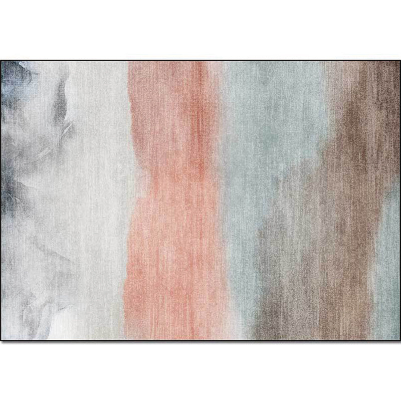 Casual abstract rug Green Pink and Gray Polyester rug Machine washable Non-slip rug for the bedroom