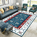 White Bedroom Rug Southwestern Tribal Leaf Pattern Area Rug Polyester Stain Resistant Non-Slip Doormat