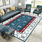 White Bedroom Rug Southwestern Tribal Leaf Pattern Area Rug Polyester Stain Resistant Non-Slip Doormat