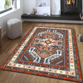 Tribal Southwest Carpet in Red and Gray Geometric Pattern Rug Polyester Non-slip Rug for Home Decor