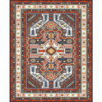Tribal Southwest Carpet in Red and Gray Geometric Pattern Rug Polyester Non-slip Rug for Home Decor