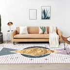 Modern living room rug in ivory color block diamond stripe pattern rug polyester pet-friendly area rug