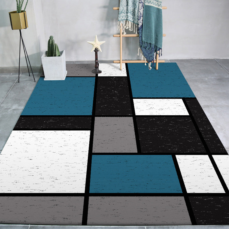 Modern living room rug multicolored color block rectangular printed rug polyester stain-resistant rug for the living area