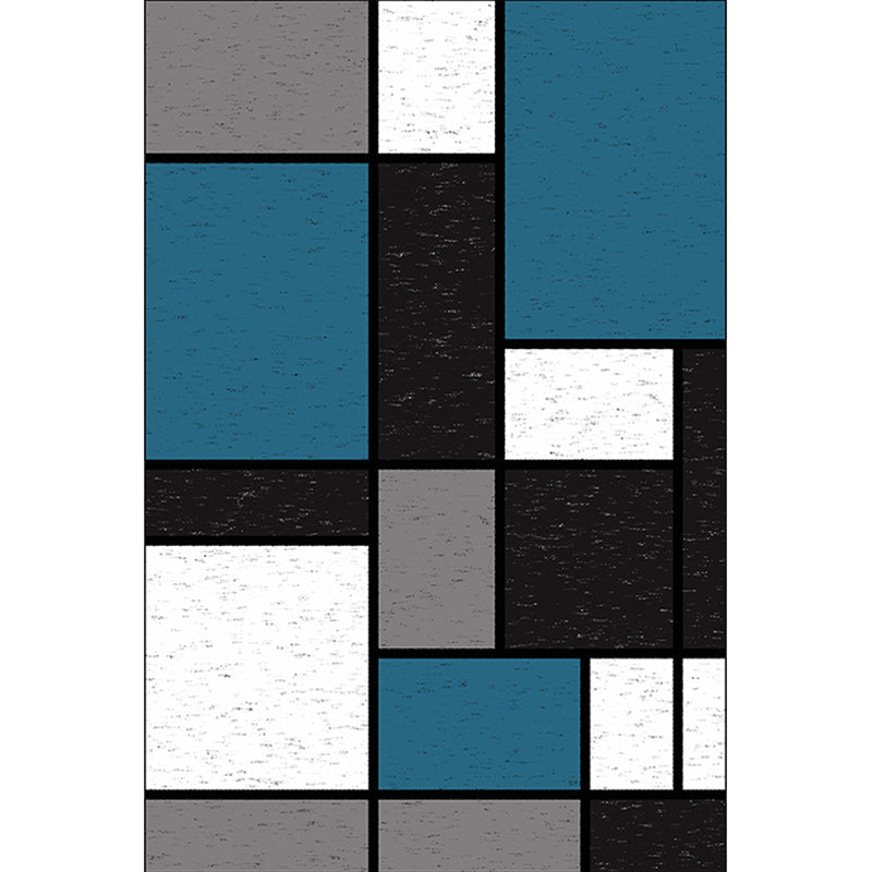 Modern living room rug multicolored color block rectangular printed rug polyester stain-resistant rug for the living area