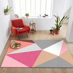 Multicolored Bedroom Rug Modern Color Block Triangle Pattern Carpet Polyester Non-Slip Back Carpet